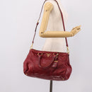 PRADA Hand Bag Vitter Shine 2way Red Gold Auth 204038-29