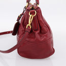 PRADA Hand Bag Vitter Shine 2way Red Gold Auth 204038-5