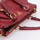 PRADA Hand Bag Vitter Shine 2way Red Gold Auth 204038-6