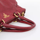 PRADA Hand Bag Vitter Shine 2way Red Gold Auth 204038-7