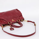 PRADA Hand Bag Vitter Shine 2way Red Gold Auth 204038-9