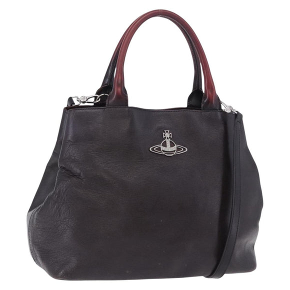 Vivienne Westwood Tote Bag Leather 2way Black Silver Auth 204042