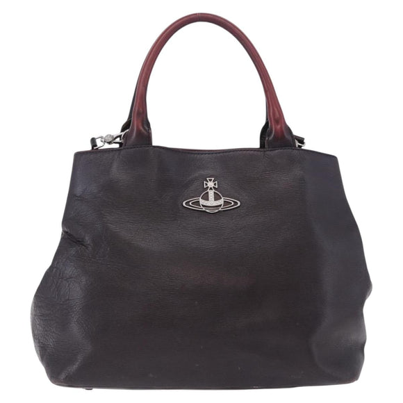 Vivienne Westwood Tote Bag Leather 2way Black Silver Auth 204042