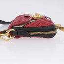Miu Miu Biker Shoulder Bag Leather Red Gold Auth 204043A-6
