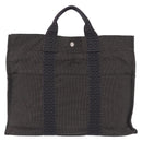 HERMES Her Line Tote MM Tote Bag Canvas Gray Silver Auth 204044-13