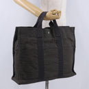 HERMES Her Line Tote MM Tote Bag Canvas Gray Silver Auth 204044-29