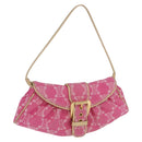 CELINE Paris Macadam Canvas Shoulder Bag Denim Pink Gold Auth 204045A-1