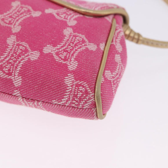 CELINE Paris Macadam Canvas Shoulder Bag Denim Pink Gold Auth 204045A