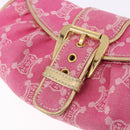 CELINE Paris Macadam Canvas Shoulder Bag Denim Pink Gold Auth 204045A-16