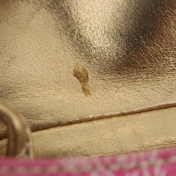 CELINE Paris Macadam Canvas Shoulder Bag Denim Pink Gold Auth 204045A