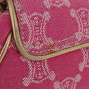CELINE Paris Macadam Canvas Shoulder Bag Denim Pink Gold Auth 204045A-5