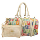 FENDI Zucca Canvas Hand Bag 2way Multicolor Gold Auth 204048A-1