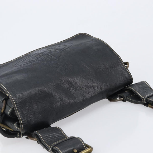 Vivienne Westwood Shoulder Bag Leather Black Auth 204052