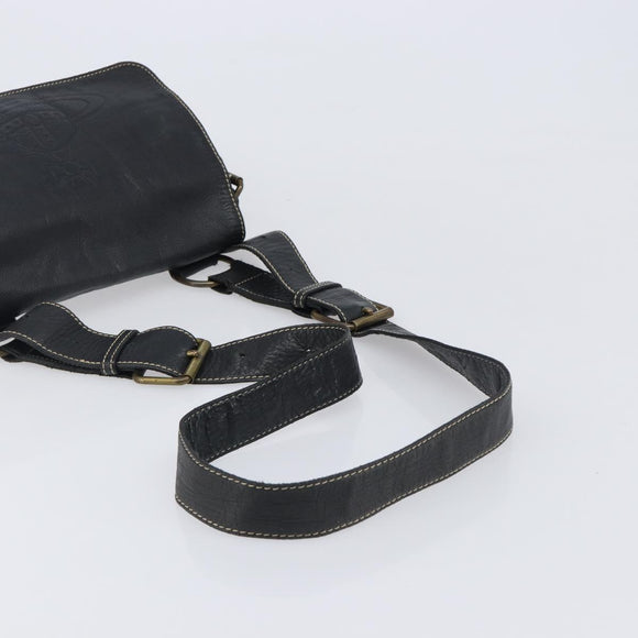 Vivienne Westwood Shoulder Bag Leather Black Auth 204052