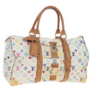 LOUIS VUITTON Monogram Multicolor Keepall 45 Bag White M92641 LV Auth 204053V-1