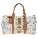 LOUIS VUITTON Monogram Multicolor Keepall 45 Bag White M92641 LV Auth 204053V-13