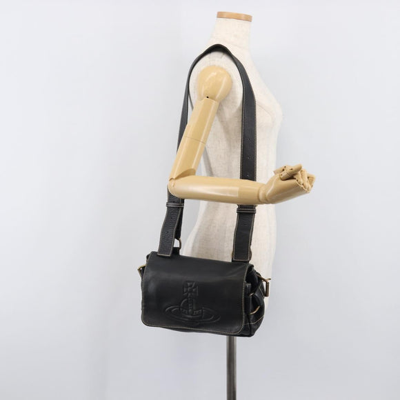 Vivienne Westwood Shoulder Bag Leather Black Gold Auth 204055