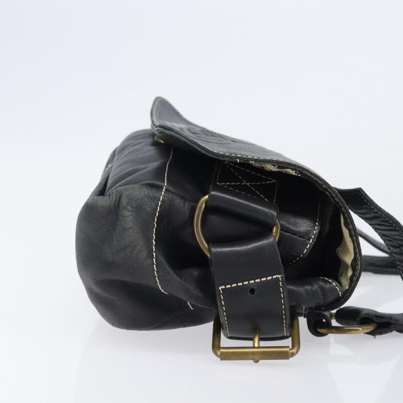 Vivienne Westwood Shoulder Bag Leather Black Gold Auth 204055