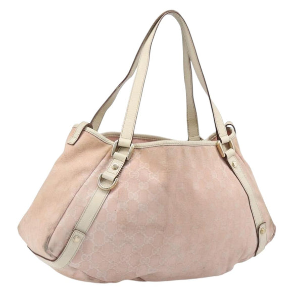 GUCCI GG Canvas Abbey Tote Bag Pink Gold 130736 Auth 204056