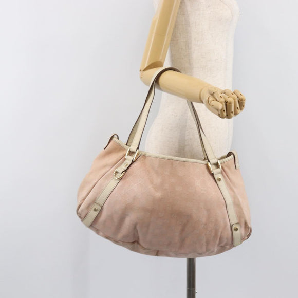 GUCCI GG Canvas Abbey Tote Bag Pink Gold 130736 Auth 204056