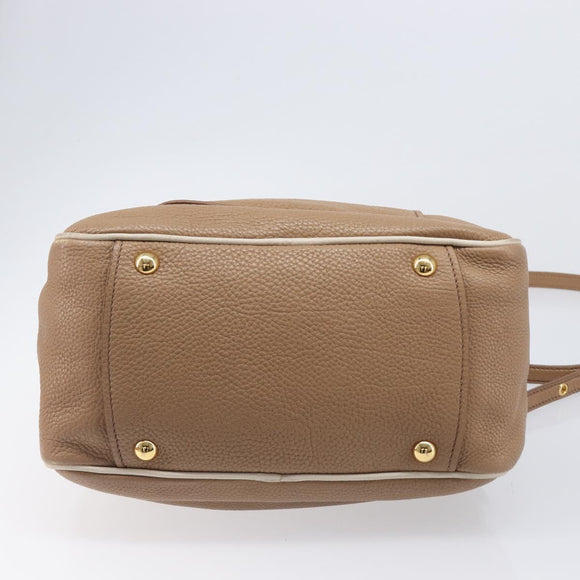 Miu Miu Hand Bag Leather 2way Beige Gold Auth 204057V