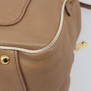 Miu Miu Hand Bag Leather 2way Beige Gold Auth 204057V-16