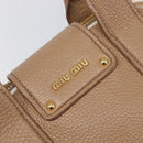 Miu Miu Hand Bag Leather 2way Beige Gold Auth 204057V-20