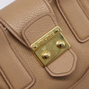 Miu Miu Hand Bag Leather 2way Beige Gold Auth 204057V-21