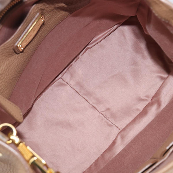 Miu Miu Hand Bag Leather 2way Beige Gold Auth 204057V
