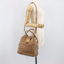 Miu Miu Hand Bag Leather 2way Beige Gold Auth 204057V-29