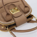 Miu Miu Hand Bag Leather 2way Beige Gold Auth 204057V-6
