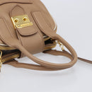 Miu Miu Hand Bag Leather 2way Beige Gold Auth 204057V-7
