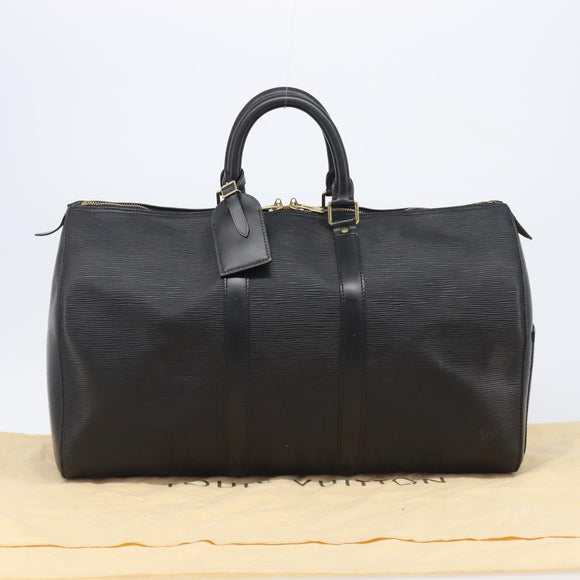 LOUIS VUITTON Epi Keepall 45 Boston Bag Black M42972 LV Auth 204059A