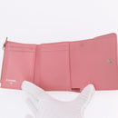 CHANEL V Stitch COCO Mark Bifold Wallet Lamb Skin Pink Silver CC Auth 204061A-16