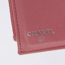 CHANEL V Stitch COCO Mark Bifold Wallet Lamb Skin Pink Silver CC Auth 204061A-17