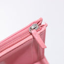 CHANEL V Stitch COCO Mark Bifold Wallet Lamb Skin Pink Silver CC Auth 204061A-23