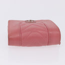 CHANEL V Stitch COCO Mark Bifold Wallet Lamb Skin Pink Silver CC Auth 204061A-9