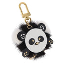 LOUIS VUITTON Porte Cles Wide Panda Bag Charm Fur Black M63094 LV Auth 204063M-1