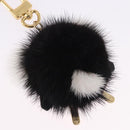 LOUIS VUITTON Porte Cles Wide Panda Bag Charm Fur Black M63094 LV Auth 204063M-9