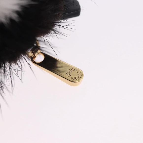 LOUIS VUITTON Porte Cles Wide Panda Bag Charm Fur Black M63094 LV Auth 204063M