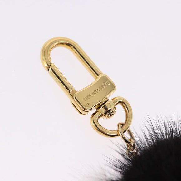 LOUIS VUITTON Porte Cles Wide Panda Bag Charm Fur Black M63094 LV Auth 204063M