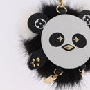 LOUIS VUITTON Porte Cles Wide Panda Bag Charm Fur Black M63094 LV Auth 204063M-4