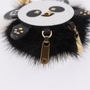 LOUIS VUITTON Porte Cles Wide Panda Bag Charm Fur Black M63094 LV Auth 204063M-6