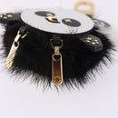 LOUIS VUITTON Porte Cles Wide Panda Bag Charm Fur Black M63094 LV Auth 204063M-7