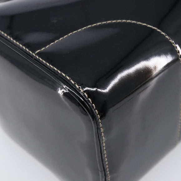 PRADA Hand Bag Patent leather Black Silver Auth 204066A