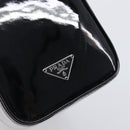 PRADA Hand Bag Patent leather Black Silver Auth 204066A-17