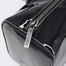 PRADA Hand Bag Patent leather Black Silver Auth 204066A-10