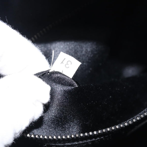PRADA Hand Bag Patent leather Black Silver Auth 204066A