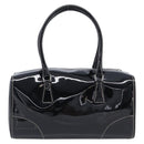 PRADA Hand Bag Patent leather Black Silver Auth 204066A-2