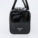 PRADA Hand Bag Patent leather Black Silver Auth 204066A-4